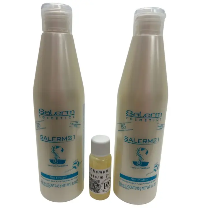Salerm 21 Acondicionador Proteína de Seda sin Aclarado - Pack de 2 x 250ml más champú salerm 21 10ml - Nutrición Profunda para el Cabello - 1
