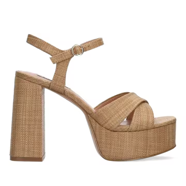 Bibi Lou Arden Rafia de mujer beige de tacón alto plataforma sandalia 800 P69JE - 1