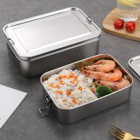 Stainless Steel Lunch Box, 850ML Bento Box with Lock Clip, Leak-Proof Portable Food Storage Container for Salad Sandwich - details 3