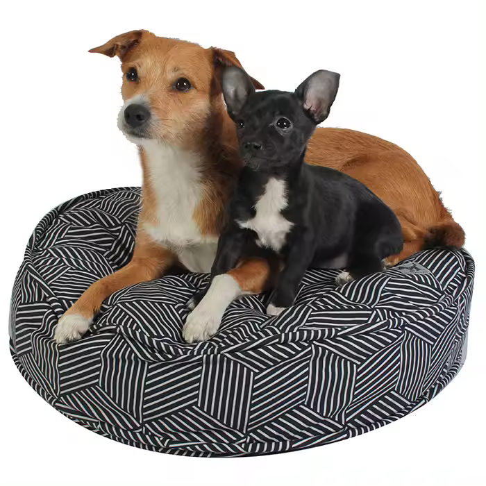 Funda de Cama Rellenable y Sostenible para Perros y Gatos Molly Mutt - Modelo Rough Gem (cubos geométricos con rayas blancas y grafito) - Edredón en Lona 100% algodón transpirable y certificado - Lavable a máquina - Diversos Tamaños - 1