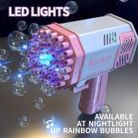 Máquina de burbujas para niños con 40 agujeros y luz LED: pistola de burbujas eléctrica portátil para fiestas al aire libre, cumpleaños, niños y niñas (pilas no incluidas), regalos para fiestas infantiles, juguetes coloridos. - details 11