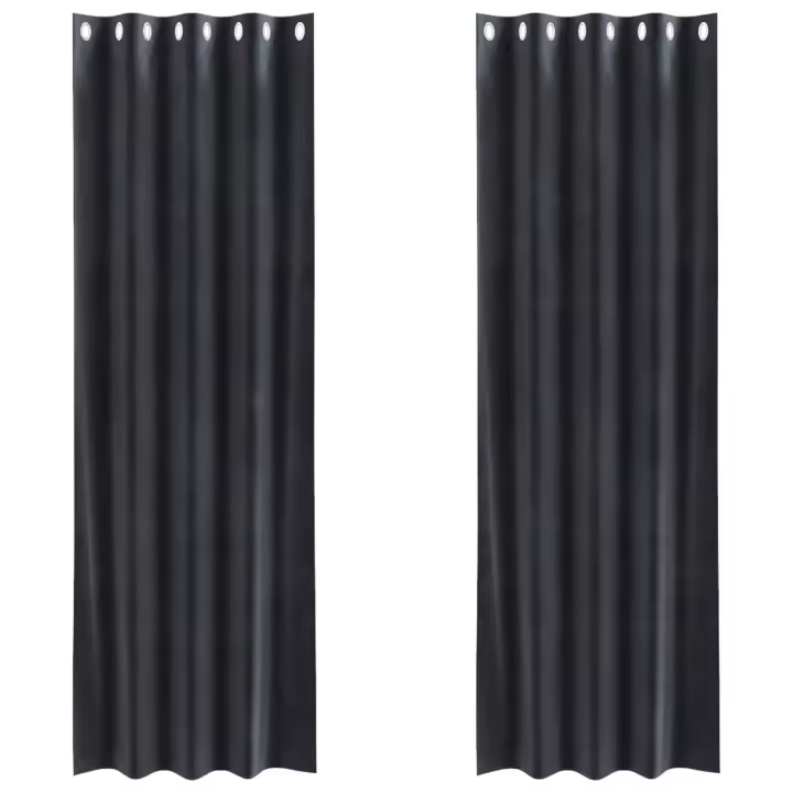 Cortinas Opacas  con Ojales 2 pcs Gris Oscuro Terciopelo - 1