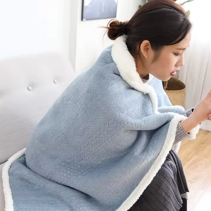 Manta para la oficina, manta para las piernas, manta gruesa y cálida para descansar, chal, capa para la siesta, manta pequeña - 1