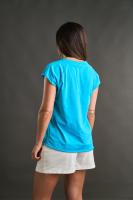 Camiseta Lola de Anabel Lee. Camiseta con el emblema "Si me queréis, irse" de la mítica Lola Flores. Con un color azul súper vivo, ideal para verano - details 4