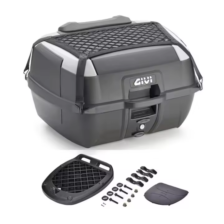 GIVI B45 + COMPLETE 45LT NEGRO BAULET DE MONOLOCK PLACA + CHIENALIN Y RED - 1