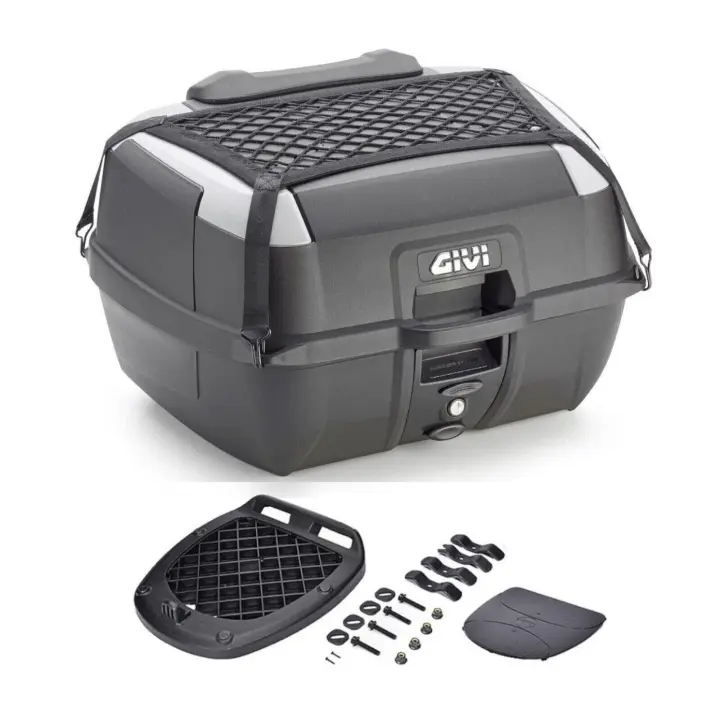 GIVI B45 + COMPLETE 45LT NEGRO BAULET DE MONOLOCK PLACA + CHIENALIN Y RED - 1