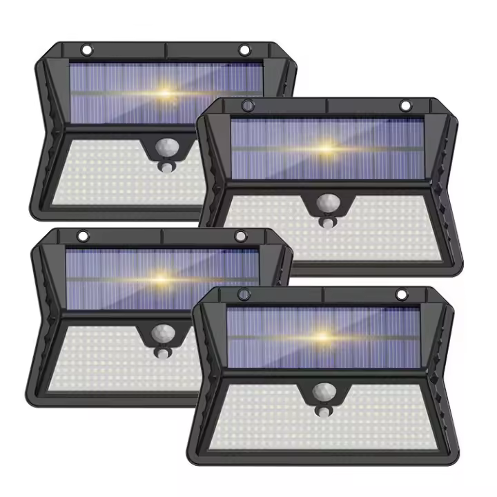 4pcs Outdoor Solar 283LED Charging Lighting Waterproof Home Courtyard Exterior Wall Infrared Human Body Induction Wall Lamp - 1