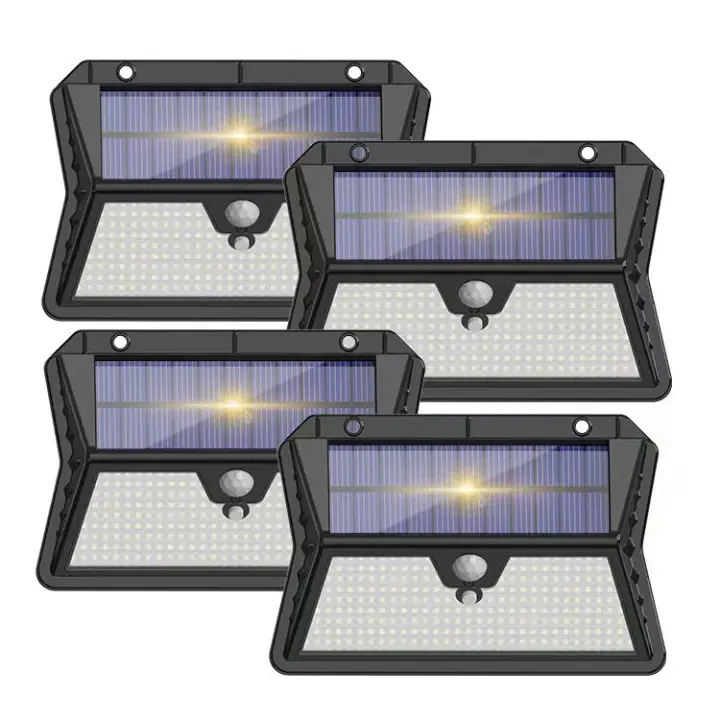 4pcs Outdoor Solar 283LED Charging Lighting Waterproof Home Courtyard Exterior Wall Infrared Human Body Induction Wall Lamp - 1