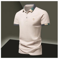 Camisa POLO Para Hombre Verano Moda Seda De Hielo Secado Rápido Manga Corta T-shirt Color Sólido Suelta Collar De Negocios Algodón Puro Top - details 22