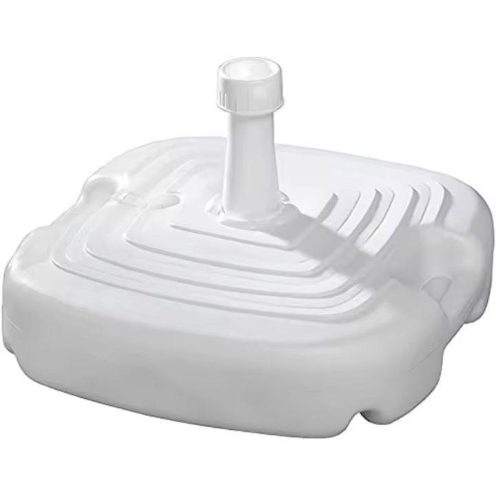 Base de Sombrilla Rellenable con Agua, Color Blanco, 44x44x15 cm, Capacidad de 20L, Ligera y Apta para Verano - 1