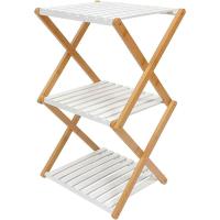 Estantería Organizador de Bambú plegable de la marca EMIPO  - Estantería plegable  Multiusos con 3 Baldas - Color Blanco y Natural - Organizador para el Hogar - Ideal para Entrada, Pasillo, Baño - details 1