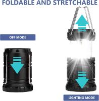 Luces de camping, 2 linternas LED portátiles in Pilas with Gancho plegable, Luces para Tienda de campaña, impermeable, para Exterior, para Emergencias, senderismo y acampada, color Negro - details 0
