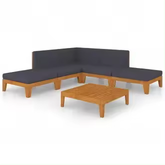 VIDAXL 3058103 juego de sofás y una mesa con 7 piezas en color gris para jardines y terrazas - 1