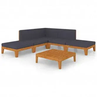 VIDAXL 3058103 juego de sofás y una mesa con 7 piezas en color gris para jardines y terrazas - 1