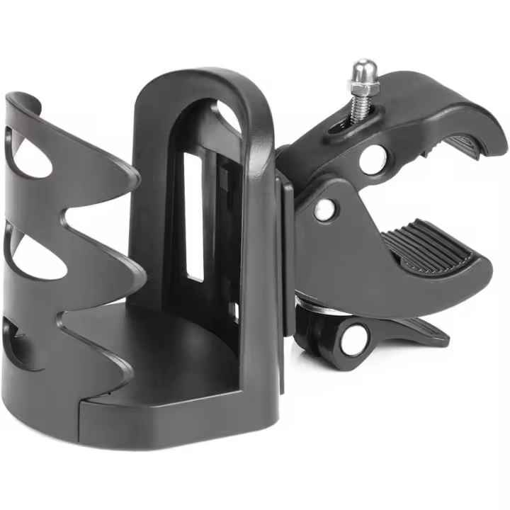 Portabotellas para cochecito de bicicleta con rotación de 360 grados, universal para andadores, sillas de ruedas, bicicletas, cochecitos y accesorios para motocicletas. Incluye herramientas. - 1
