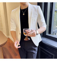 Traje De Verano Para Hombre 2025 De Alta Calidad Con Mangas De Siete Puntos Estilo Moderno Y Elegante Talla M-5XL Azul Rayado Transpirable Y Fresco - details 24