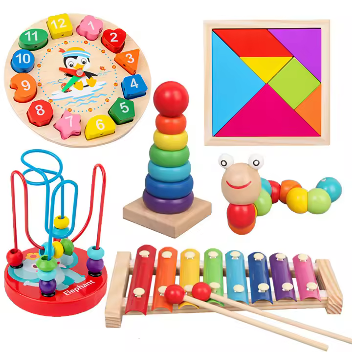 Juguete Montessori De Madera Con Xilofón Campana Cuentas Batería Y Columna Instrumentos Musicales Para La Educación Temprana De La Infancia - 1
