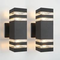 Lámpara De Pared Moderna LED Impermeable E27 Cabeza De Lámpara Negra Creativa Simple En PVC Cuadrada Para Villa Frontera Balcón - details 1
