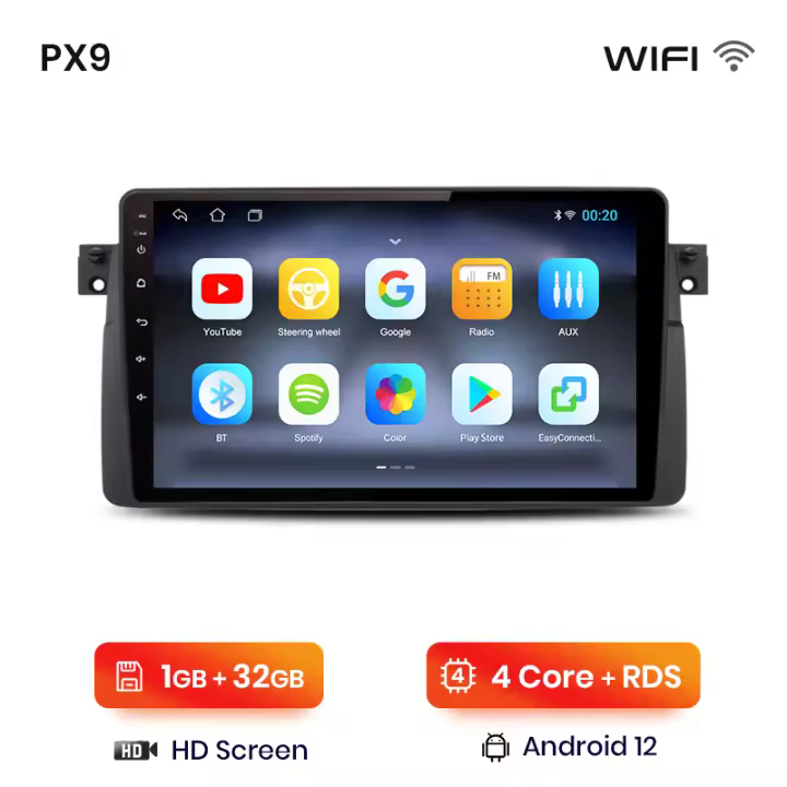 AWESAFE inalámbrico CarPlay Android Auto Radio para BMW E46 M3 318 320 325 330 335 1998 1999 2000 2001 2002 2003 2004 2005 2006  coche reproductor multimedia GPS 2 din autoradio volante controles RDS Bluetooth. - 1