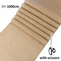 Corredor De Mesa Vintage De Lino Y Juta Natural 30cm X 1000cm Para Decoración De Boda Y Fiesta Rural En Casa Color Caqui - details 6