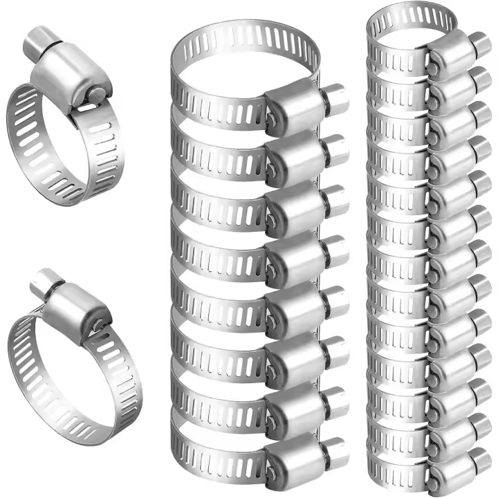 Lot de 25 Colliers de Serrage Tuyau en Acier Inoxydable 304 Réglables (10-16mm, 16-25mm) - Parfaits pour Plomberie, Automobile, Machines à Saver et Jardinage - 1