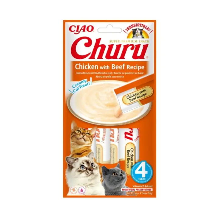 Churu GATO Receta de Pollo con Buey (12 uds. de 4 x 14 g) - 1