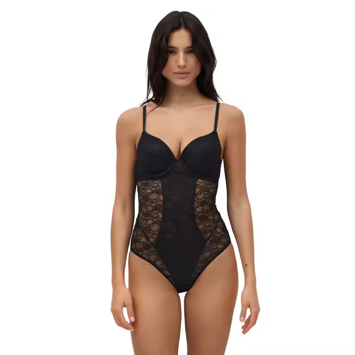 Ysabel Mora - Body con aro con relleno con transparencias negro - 1