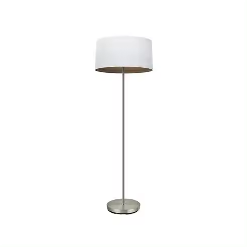 FABRILAMP Lámpara de Pie Tatiana para Salón - Niquel/Blanco-Madera Oscura - 162x40x40 Cm - 1
