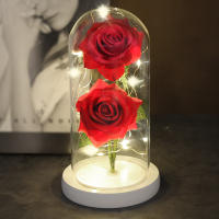 Lámpara De Rosas Rojas En Domos De Vidrio Base De Madera Belleza Y Bestia Regalo De San Valentín Y Navidad Decoración Para El Hogar - details 11