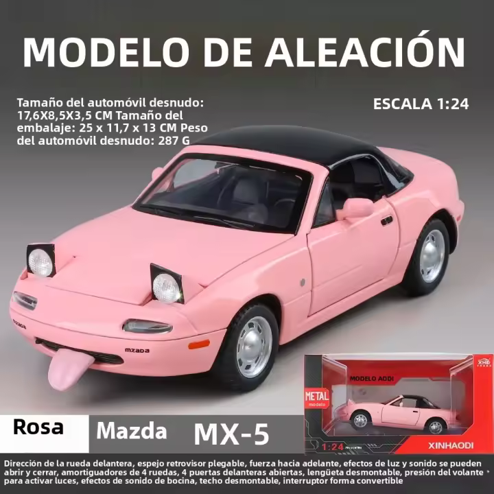 Modelo De Coche De Escala 1/24 Mazda MX-5 En Aleación Con Efectos Sonoros Auténticos Pieza Perfecta Para Expositores Y Coleccionistas De Coches - 1