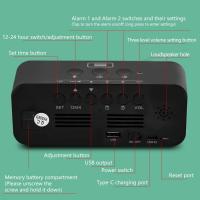 Reloj De Alarma Digital RGB Con Pantalla Grande Y Grabación De Tres Tipos De Sonido Modo Sueño Control Por Voz Moderno Estilo Cuadrado - details 4