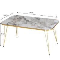 CASA basics Mesa de Centro Rectangular 90x50 cm en Mármol Blanco o Negro con Patas Doradas – Diseño Retro y Elegante - details 2