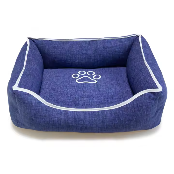 Cama Cama cuadrada Azul con Huella y Ribete 85x68x21cm - 1