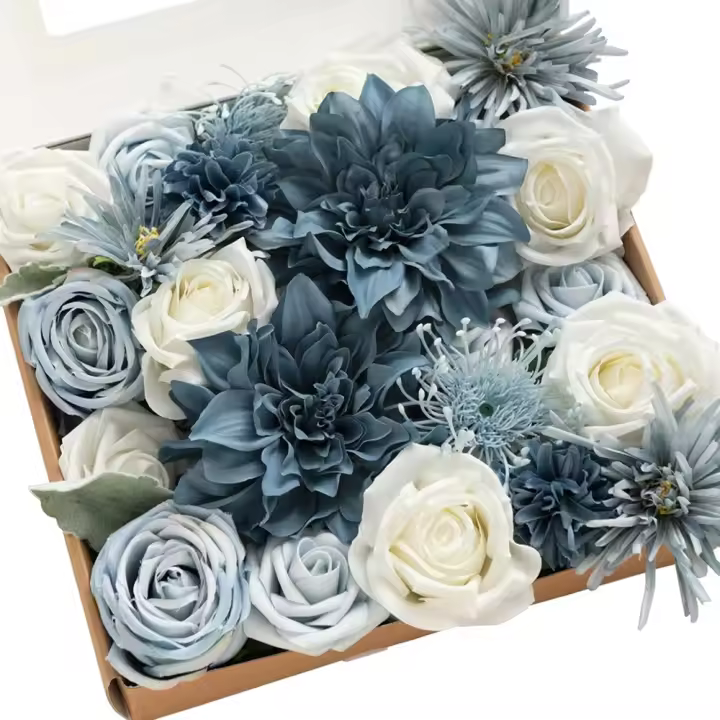 Juego De Flores Artificiales Azul Y Blanco Para Boda Decoración Interior Y Exterior DIY Regalo De Fiesta Accesorios De Flores - 1
