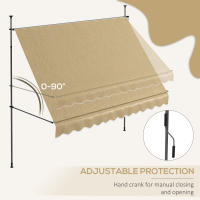 Outsunny Toldo Manual Retráctil 3x1,2 m Toldo Exterior Terraza Enrollable Altura Ajustable con Manivela 210-300 cm Sin Taladro Protección UV30+ para Balcón Jardín - details 4