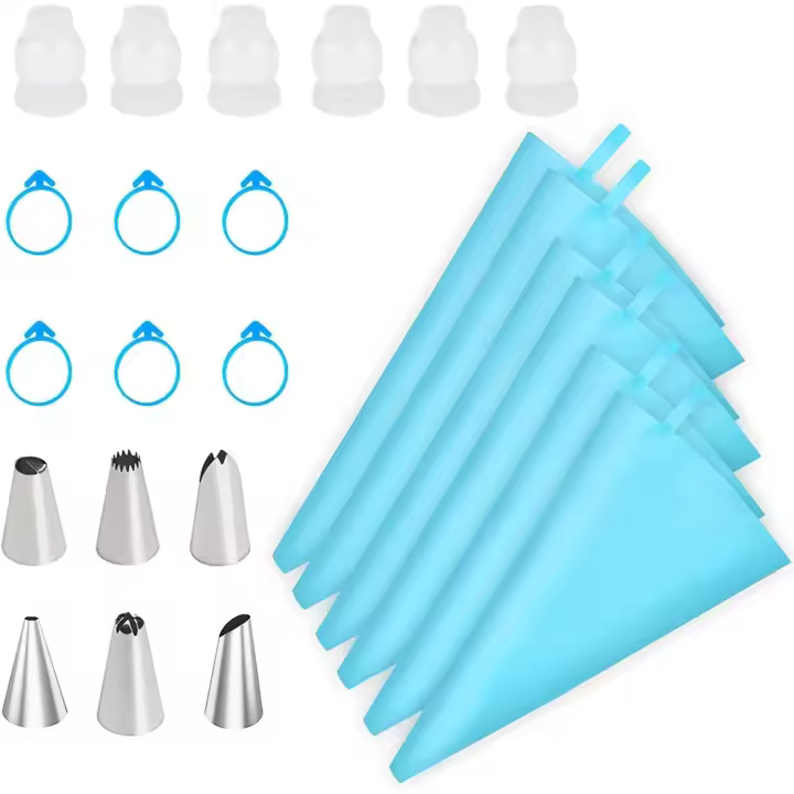 Juego de manga pastelera y Boquillas, Kit de herramientas para decorar Tartas, 6 Mangas pasteleras reutilizables en 3 años (12 \ u201d + 14 \ u201d + 16 \ u201d), 6 Unidades - 1