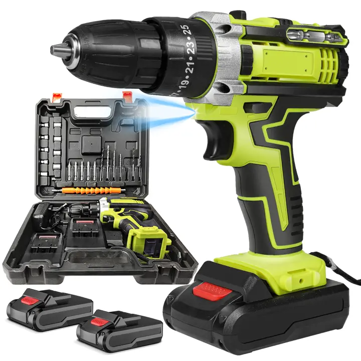 Cordless Electric Drill Set 23 Pieces Rechargeable Electric Screwdriver with Lithium Battery Household Multifunct 2- Speed Power Tools for Christmas Gift - 1