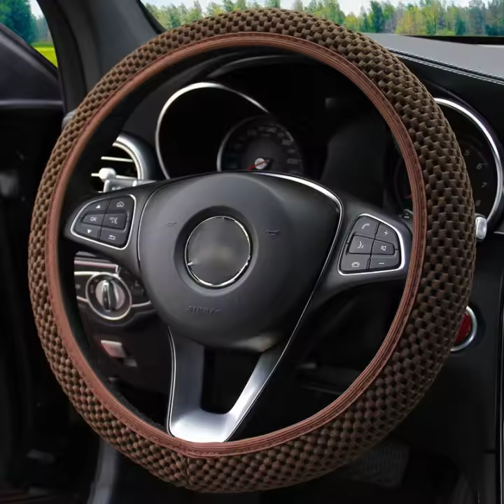 Cubierta De Volante Para Coche Universal Elástica 38cm No Eslipiente Accesorios De Automóvil Para Todas Las Estaciones Forma Redonda/D - 1