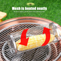 Cesta De Asado En Acero Inoxidable Para Camping Y Exterior Malla Redonda Para BBQ En Campamento Cesta De Barbacoa Portátil Con Ruedas - details 2