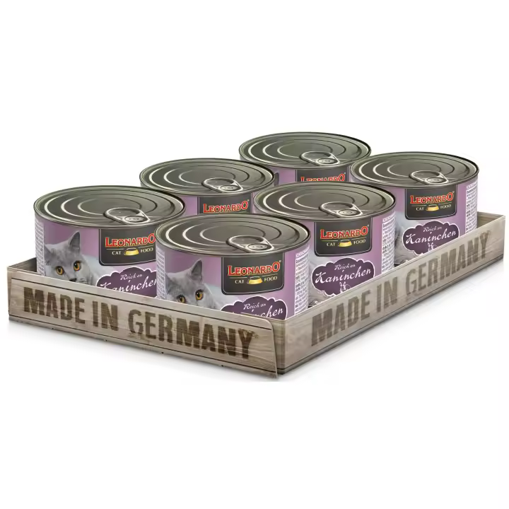 LEONARDO CAT FOOD Comida húmeda rico en conejo 6X200gr - 1