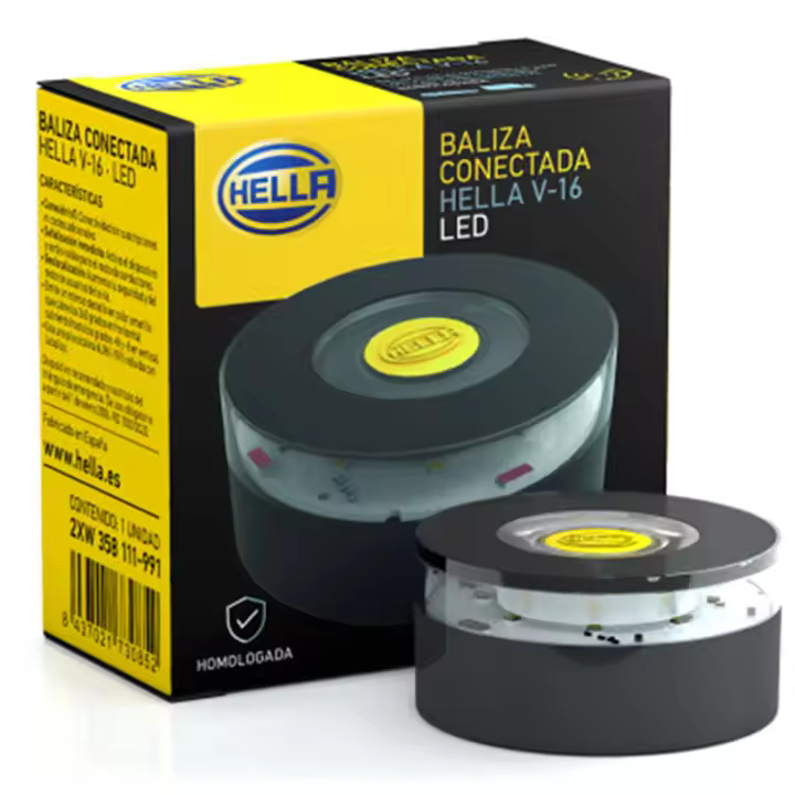 Baliza Homologada V-16 conectada DGT 3.0 IOT de Hella - Señalización luminosa digital de emergencia - Obligatoria 2026 | LeonLeds - 1