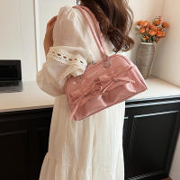 Bolso De Hombro Estilo Ballet Para Mujeres Con Lazo Bolso De Armpita Bolso De Bocce Material PU Suave Con Cierre De Cremallera - details 1