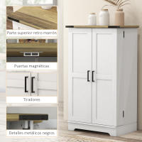 HOMCOM Armario Despensa Cocina Armario de Cocina con 2 Puertas y 16 Estantes Alacena Rústica con Estantes Ajustables para Comedor Salón 60x40x104 cm Crema - details 3