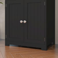 HOMCOM Alacena de Cocina Aparador de Comedor Armario de Cocina con 4 Puertas 2 Estantes Abiertos y Estante Ajustable para Salón 60x30x162 cm Negro - details 3