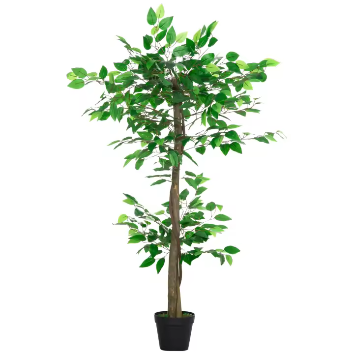 Outsunny Árbol de Té Artificial 120 cm Planta Artificial con 546 Hojas Musgo y Maceta Planta Artificial Decorativa para Interior y Exterior Hogar Salón Oficina Verde - 1