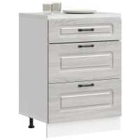 vidaXL Mueble bajo de cocina Kalmar madera de ingeniería en color Gris sonoma/Blanco/Roble Sonoma y más | almacenamiento funcional diseño moderno para baño dormitorio sala - details 0
