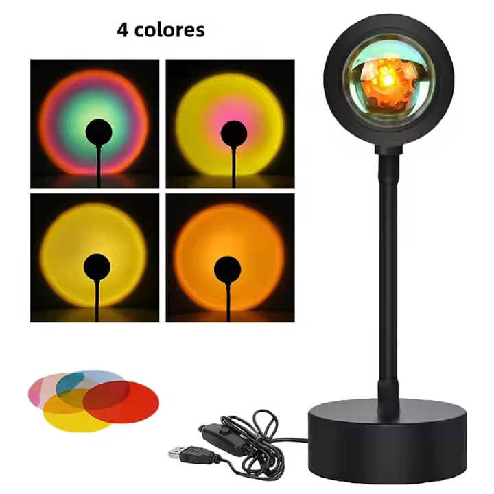 Lámpara De Ambiente LED Tuya Inteligente Proyector De Atardecer Con Luz De Arcoíris Decoración De Pared Para Dormitorio Luz Nocturna Redonda Para Escritorio - 1