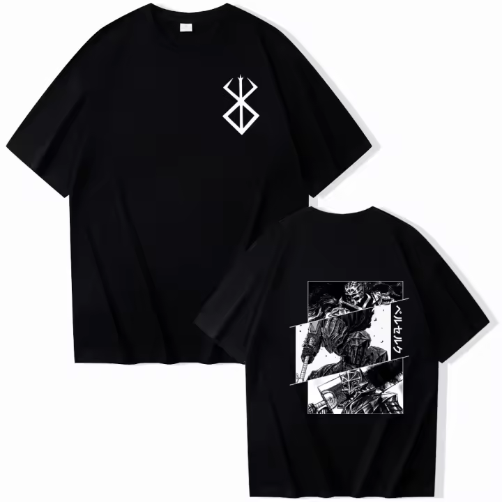 Camiseta De Algodón Anime Berserk Para Hombres Y Mujeres Estampada Casual Transpirable Ligera Secado Rápido Protección Solar Oversized De Verano - 1