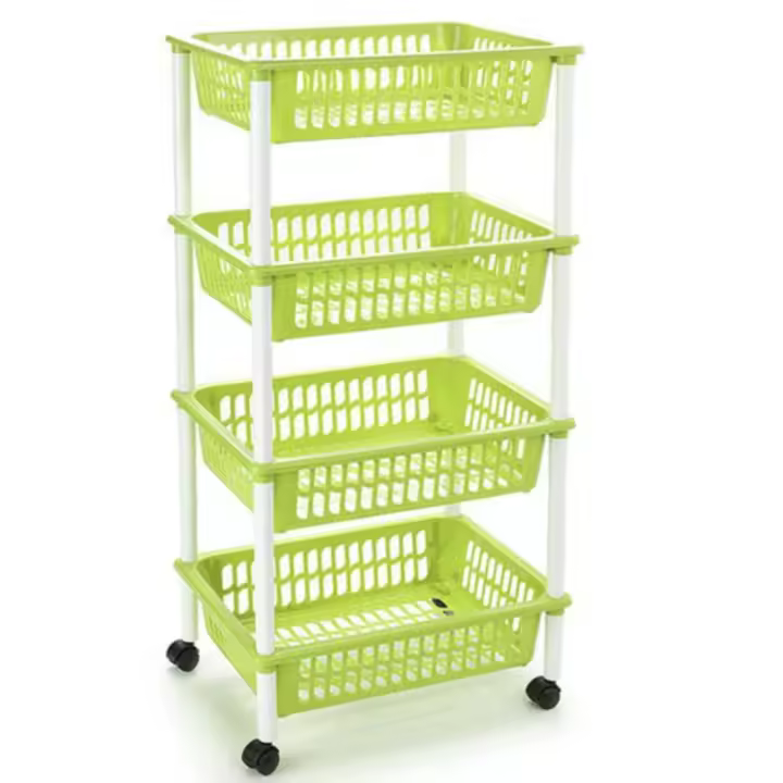 Modelo de depósito verdulero PLFT con Rueda 4 Cesta 85x40x30 cm, Carritos portaobjetos multiusos para organizar los Espacios domésticos, organizador de Cocina y Hogar - 1