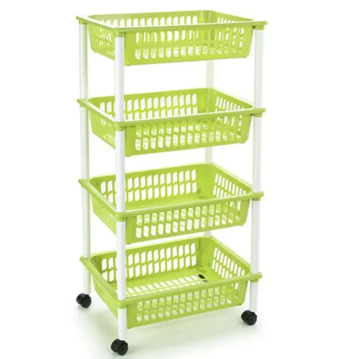Modelo de depósito verdulero PLFT con Rueda 4 Cesta 85x40x30 cm, Carritos portaobjetos multiusos para organizar los Espacios domésticos, organizador de Cocina y Hogar - 1